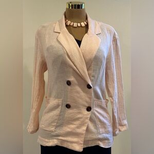 Anthropologie Amadi Blazer Pink Metallic Linen Blend Oversized NWT. Sz S.